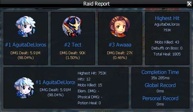 Raid Report window