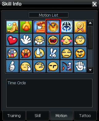 The Time Circle motion in the emote list