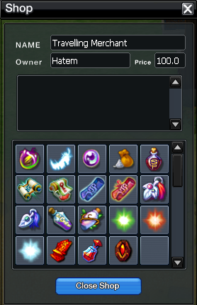 The Traveling Merchant's shop inventory